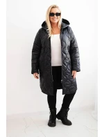 Dámská zimní bunda Plus Size prošívaná s kapucí červená