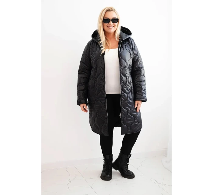 Dámská zimní bunda Plus Size prošívaná s kapucí červená