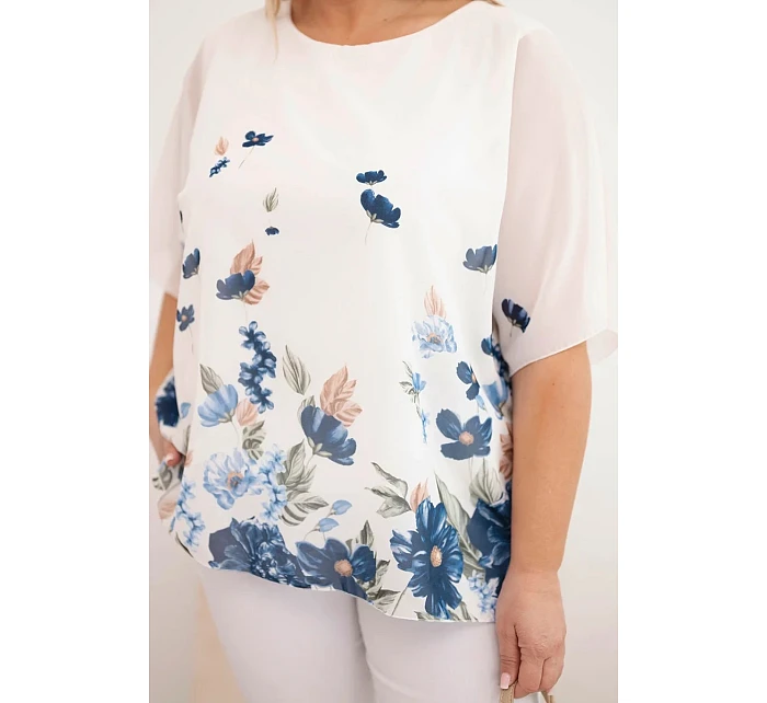 Dámská halenka Plus Size s krátkým rukávem a květinovým potiskem model 22069965 - K-Fashion