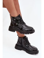 Kožené zateplené dámské boty s ozdobami Artiker 57C0345 Černé