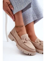 Semišové dámské mokasíny s ozdobou D&A béžová Semišové dámské mokasíny s ozdobou D&A béžová