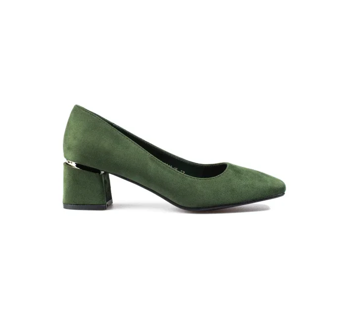Trendy dámské zelené lodičky na širokém podpatku Trendy dámské zelené lodičky na širokém podpatku