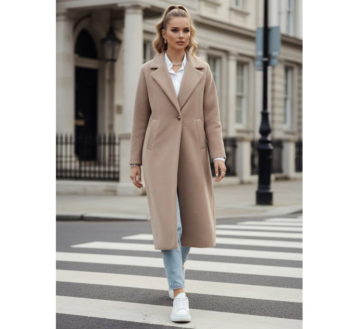 Dámský oversize kabát dlouhý velbloudí Dstreet model 21982230 - FashionStreet