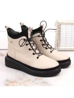 zateplené kožené boty na platformě W model 21307447 beige - FILIPPO zateplené kožené boty na platformě W model 21307447 beige - FILIPPO