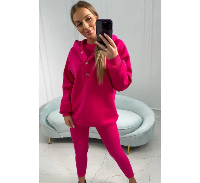 Sada 3 v 1 mikina, top a legíny fuchsiová