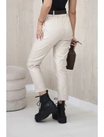 model 20553438 kalhoty s páskem béžový - K-Fashion model 20553438 kalhoty s páskem béžový - K-Fashion
