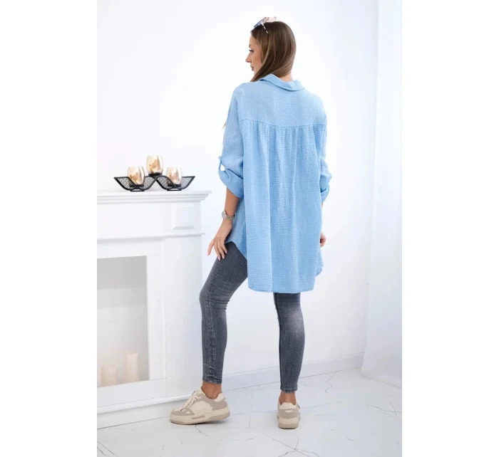 Bavlněná mušelínová košile modrý Bavlněná mušelínová košile modrý