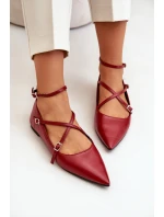 Dámské baleríny se  a pásky bordové model 21670189 - Boto