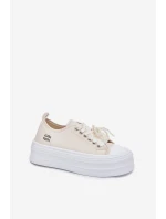 Dámské Tenisky Na Platformě S Dekorativním Šněrováním Béžové model 21701280 - Boto Dámské Tenisky Na Platformě S Dekorativním Šněrováním Béžové model 21701280 - Boto