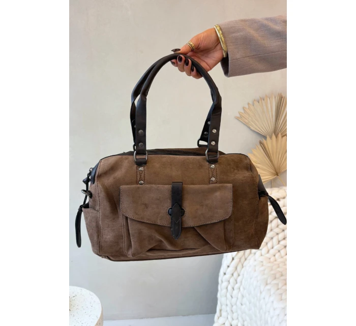 Kabelka z eko semiše tmavě béžová model 21728351 - Boto