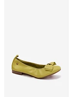 Kožené baleríny s mašlí Maciejka P6802-09 Limetkové