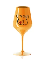 ŘIŤ SE SRDCEM - oranžová nerozbitná sklenice na víno 470 ml