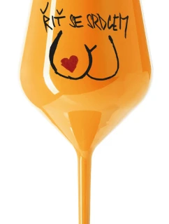 ŘIŤ SE SRDCEM - oranžová nerozbitná sklenice na víno 470 ml
