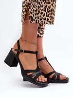 Sandály na podpatku C-146 černé - Step in style