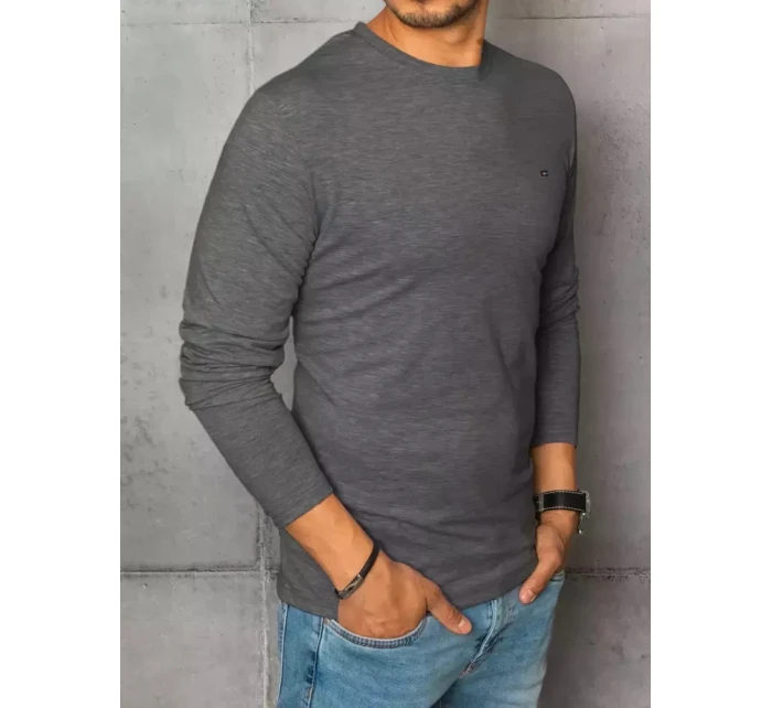 Pánské antracitové tričko s dlouhým rukávem FashionStreet LX0535 Pánské antracitové tričko s dlouhým rukávem FashionStreet LX0535