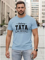 Tshirt męski z nadrukiem dla bawełniany błękitny model 22217737 - FashionStreet