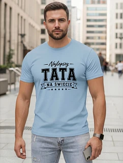 Tshirt męski z nadrukiem dla bawełniany błękitny model 22217737 - FashionStreet