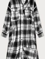 Černo-bílý dámský károvaný košilový kabát (8424)