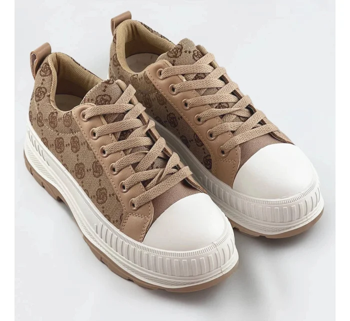 Tmavě béžové tenisky trampky s vyšší podrážkou (S067) Tmavě béžové tenisky trampky s vyšší podrážkou (S067)