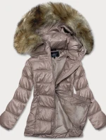 Dámská prošívaná bunda v barvě cappucciono pro přechodné období (H-205)