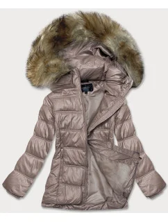 Dámská prošívaná bunda v barvě cappucciono pro přechodné období (H-205)