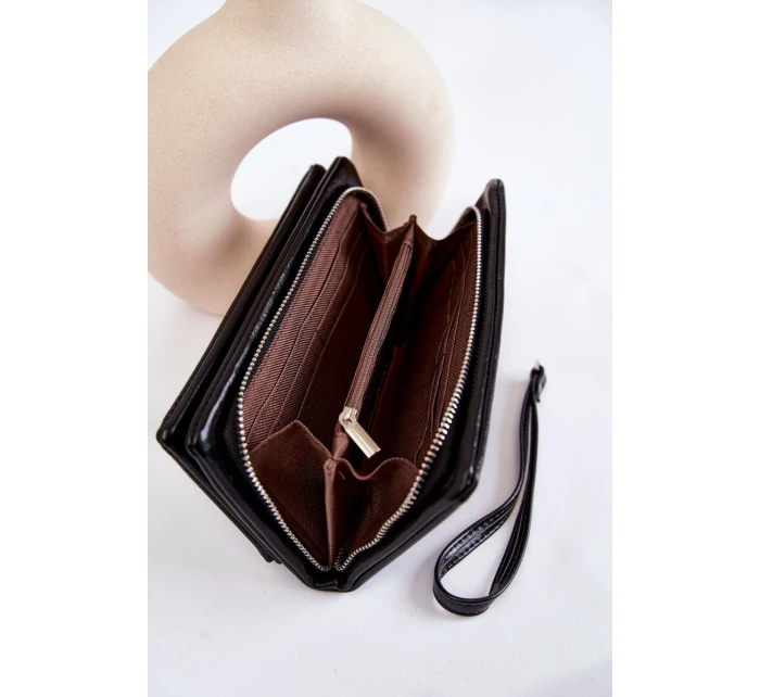 Dámská velká kožená peněženka s zipem Černá model 21605075 - Boto