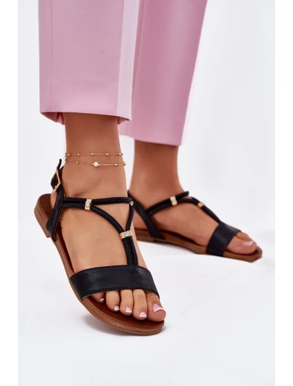 Dámské Plné Sandály S Pásky S.Barski KV51-120 Černé