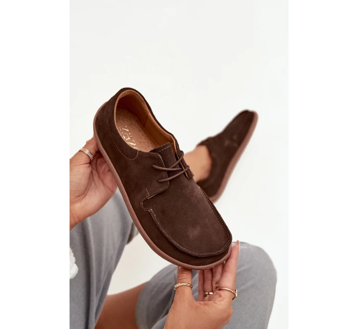 Dámské polobotky typu barefoot z přírodního semiše Zazoo 327 čokoládové