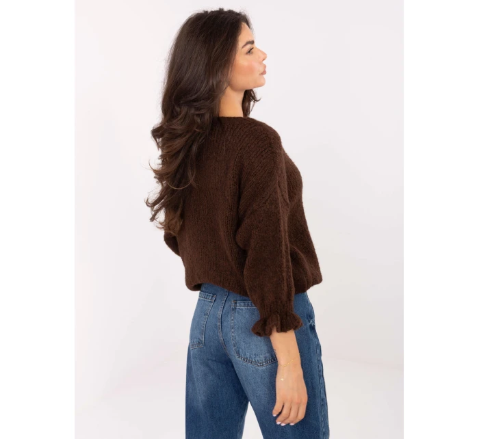 Sweter MI SW model 21365532 ciemny brązowy - FPrice Sweter MI SW model 21365532 ciemny brązowy - FPrice