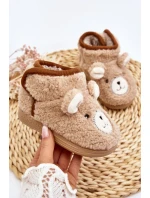 Dětské zateplené pantofle s medvídkem, béžová Eberra Dětské zateplené pantofle s medvídkem, béžová Eberra