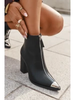 Dámské kotníkové boty na sloupkovém podpatku s ozdobným zipem Wiviane – černé