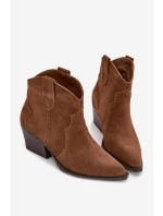 Dámské kozačky – kovbojky z přírodní velurové kůže Beretta – camel