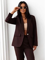 Elegantní dámský kostým – sako a kalhoty, hnědý, FashionStreet AY1245 Elegantní dámský kostým – sako a kalhoty, hnědý, FashionStreet AY1245