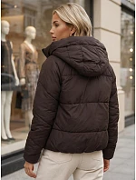 Dámská zimní prošívaná bunda s kapucí, hnědá, FashionStreet TY6080 Dámská zimní prošívaná bunda s kapucí, hnědá, FashionStreet TY6080
