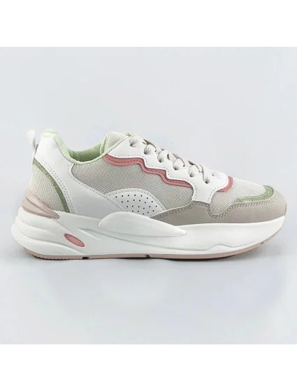 Béžové dámské tenisky s vyšší podrážkou model 17174213