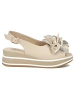 Dámské kožené sandály na platformě béžové Filippo DS7045/26