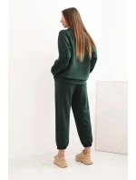 Dámský set máslový s volnou mikinou a kalhotami s nápisem LOVE tmavě zelený