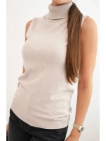 Dámská viskózová model 21407221 blůza s rolákem béžová - K-Fashion