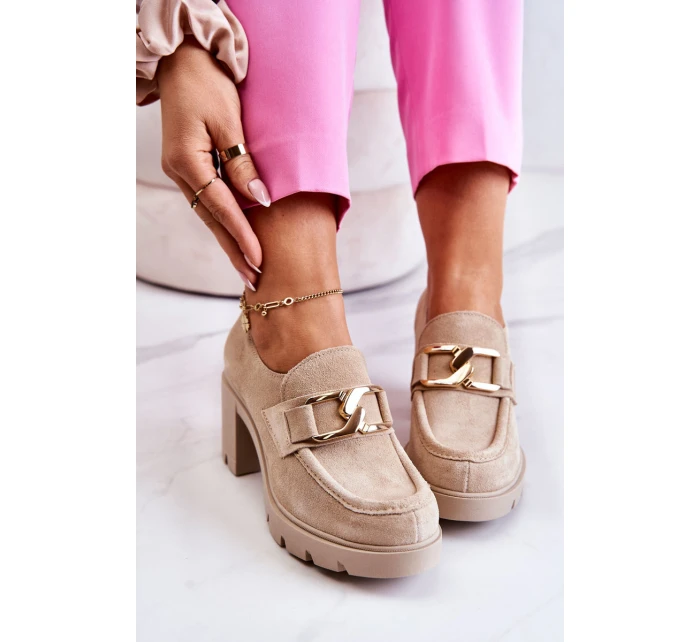 Elegantní boty se zlatým zdobením Světle béžová model 21583105 - Boto Elegantní boty se zlatým zdobením Světle béžová model 21583105 - Boto