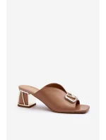 Elegantní Dámské Pantofle Na Podpatku Laura Messi 2771 Beige