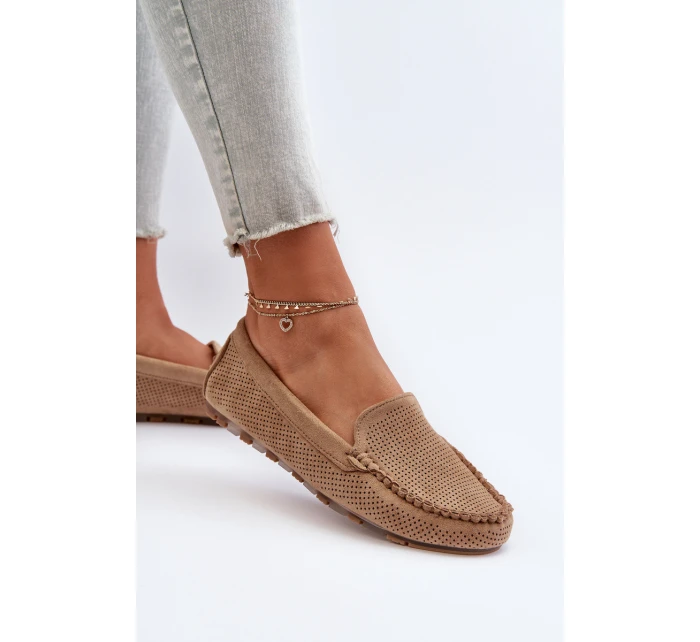 Dámské semišové mokasíny tmavě béžové model 21653934 - Boto Dámské semišové mokasíny tmavě béžové model 21653934 - Boto