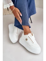 Tenisky Sportovní Boty Dámské Zateplené Na Masivní Podešvi Bílé model 21668392 - Boto