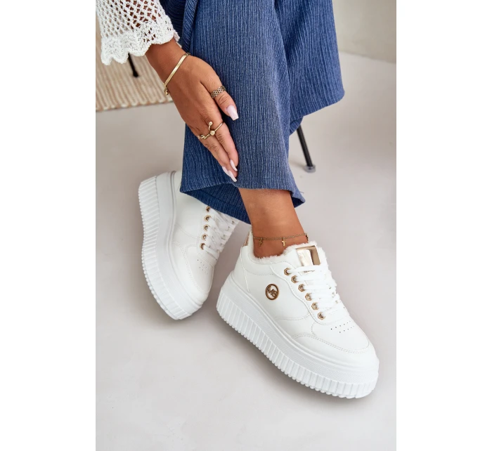 Tenisky Sportovní Boty Dámské Zateplené Na Masivní Podešvi Bílé model 21668392 - Boto