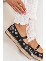 Síťované espadrilky s výšivkou na platformě černé model 21700046 - Boto Síťované espadrilky s výšivkou na platformě černé model 21700046 - Boto