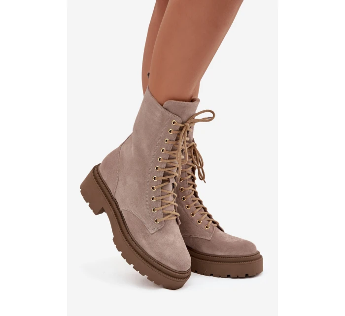 Dámské workery z pravé semišové kůže s vyhříváním Zazoo 4213 béžové