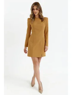 M755 Šaty s modelujícím prošíváním - skořicové