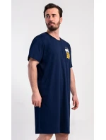 Pánská noční košile s krátkým rukávem Pivo Tmavě modrá - Vienetta