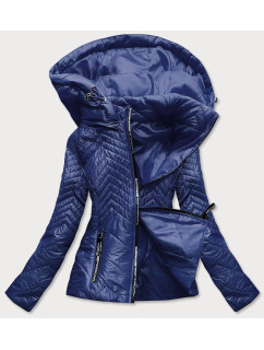 Tmavě modrá krátká dámská prošívaná bunda s kapucí model 14764904 - S'WEST