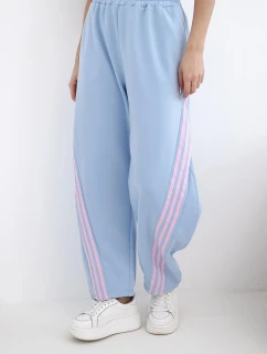 Dámské máslové kalhoty z viskózy s lampasem modré