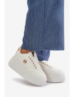 Tenisky Sportovní Boty Dámské Zateplené Na Masivní Podešvi Bílé model 21668392 - Boto